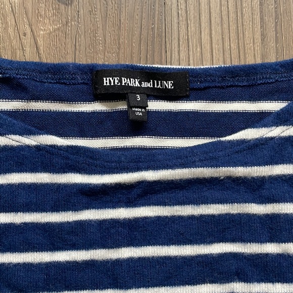 Hye Park And Lune Navy Blue and White Striped Tee - Picture 3 of 5
